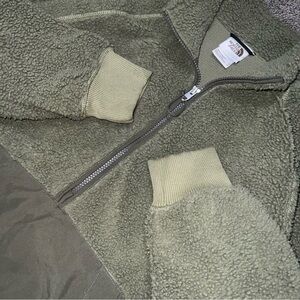 The North Face Mens M Ridge 1/4-Zip Sherpa Fleece Pullover Jacket Dark Olive